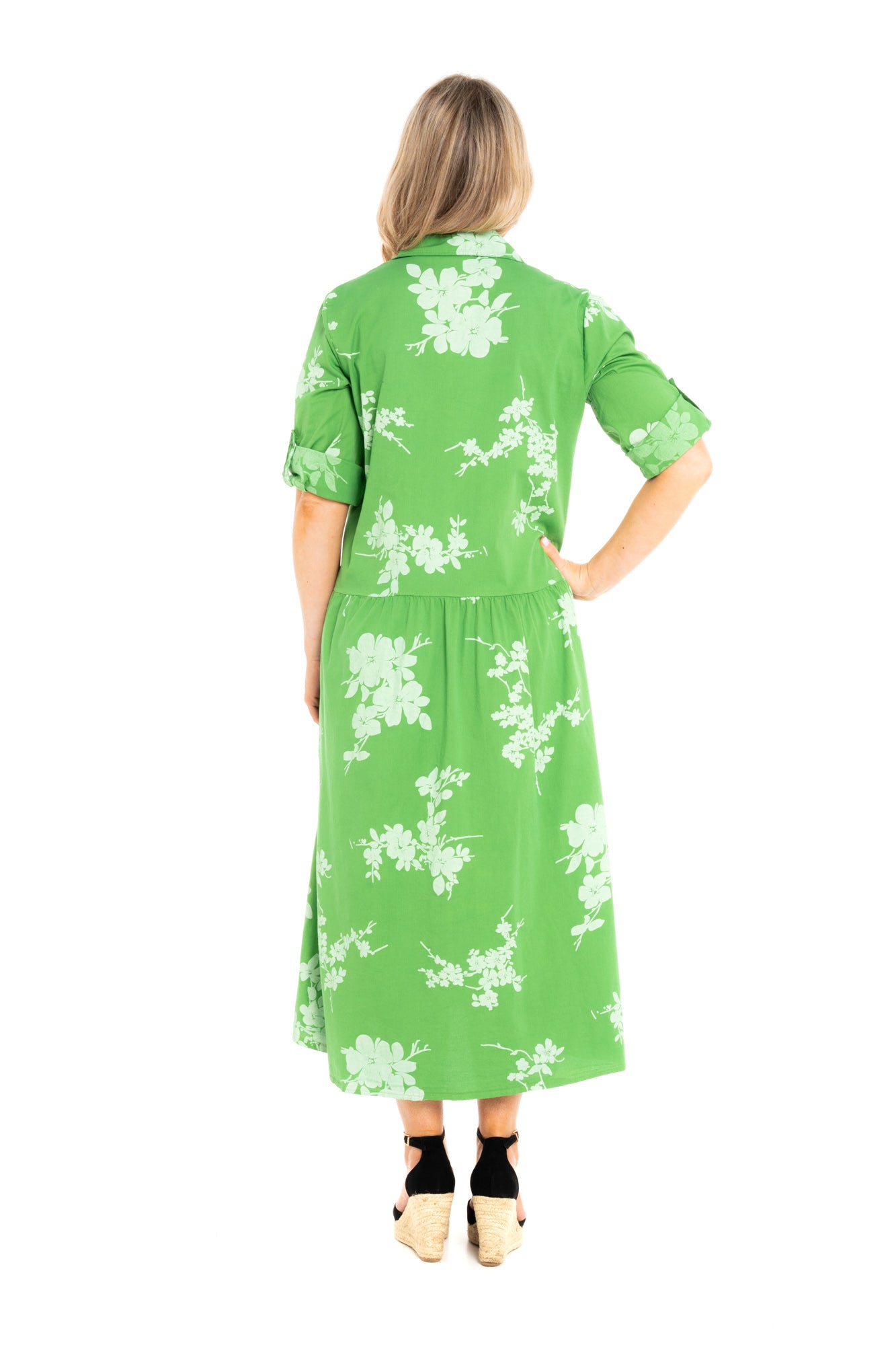 Cotton floral shirt dress