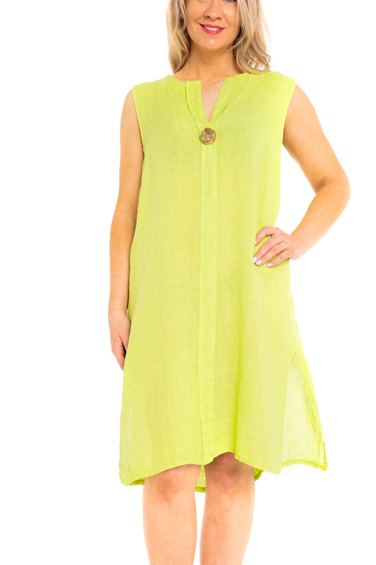 Linen one button toggle dress